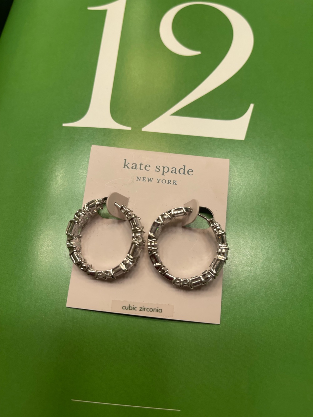 NWOT Kate Spade Silver Crystal Pave Hoop Earrings